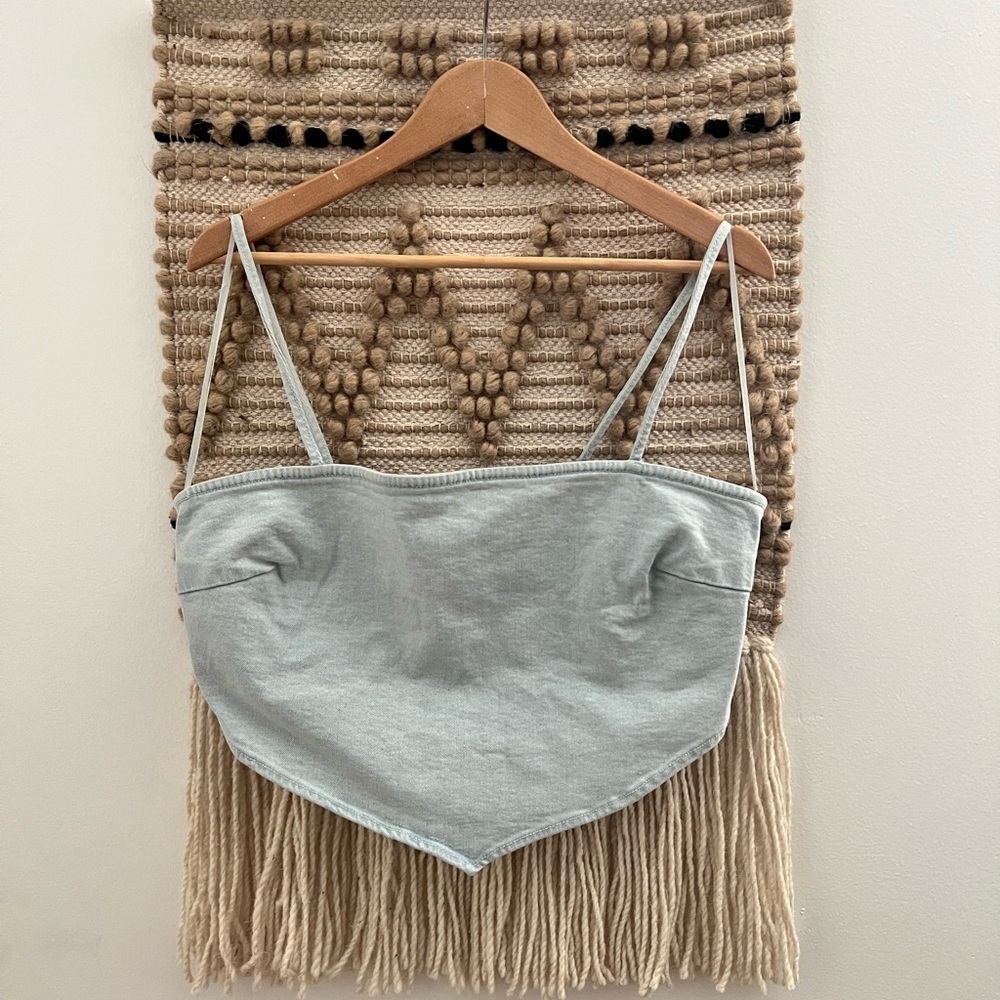 Zara Cropped Light Denim Women's Top Spring Summer Festival Western Season